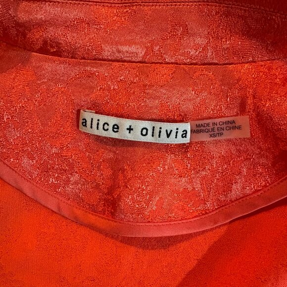 Alice + Olivia Shanda Blazer & Willis Pyjama Pant suit set in coral brocade - Picture 12 of 13